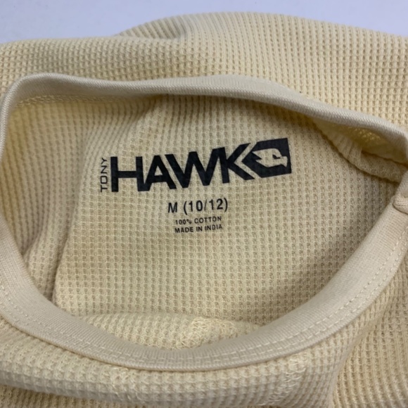 Boys Tony Hawk beige/gold oak/pale yellow crew neck waffle knit thermal shirt - Picture 2 of 9